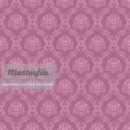 Damask seamless floral pattern. Rose flowers on a brown background.