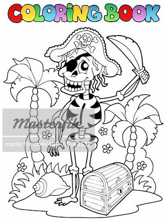 Coloring book with pirate theme 1 - vector illustration.