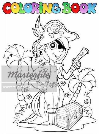 Coloring book with pirate topic 6 - vector illustration.