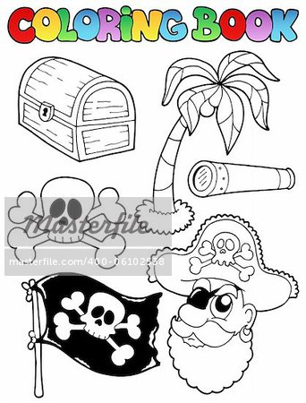 Coloring book with pirate topic 7 - vector illustration.