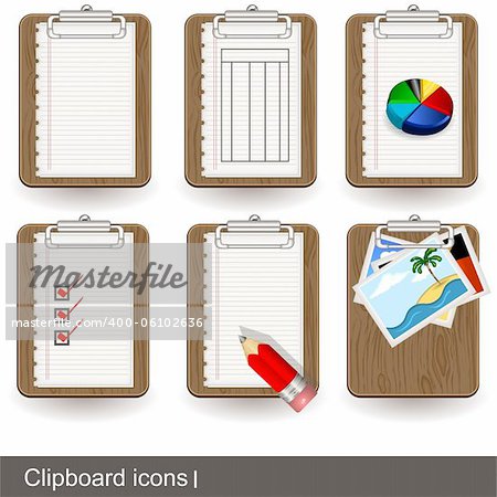 Collection of vector clipboard icon illustrations - part 1