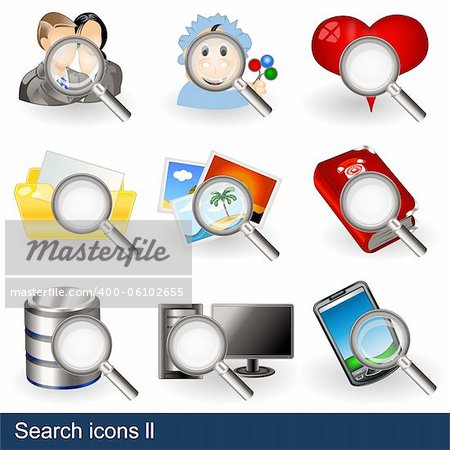 Vector collection of search icons - part 2