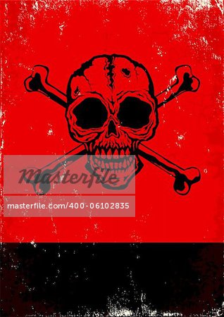 Red and black poster with the skull