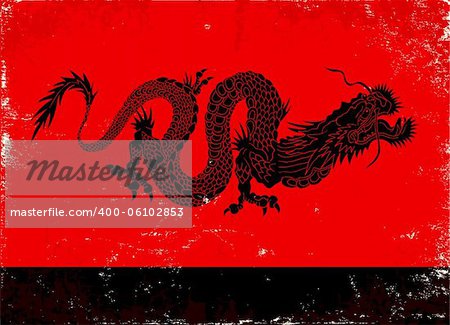 Illustration of black dragon in the Asian style