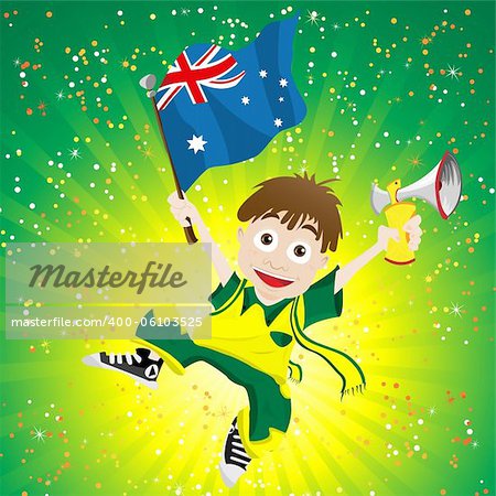 Vector - Australia Sport Fan with Flag and Horn