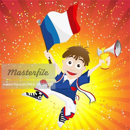 Vector - France Sport Fan with Flag and Horn