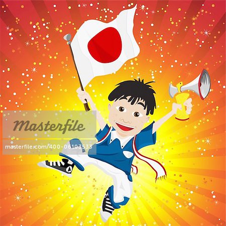 Vector - Japan Sport Fan with Flag and Horn