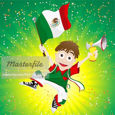 Vector - Mexico Sport Fan with Flag and Horn