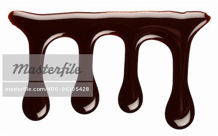 Chocolate syrup drip, isolated on white background