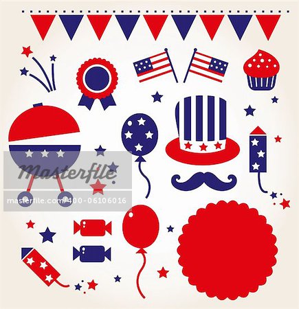 4th of July icon collection. Vector Illustration