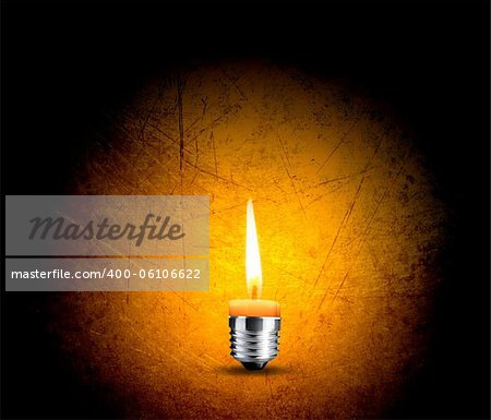 wax candle into lighting bulb, light bulb conceptual Image.