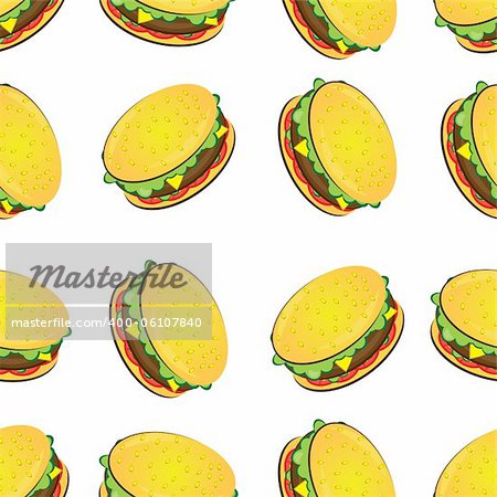 Seamless texture of hamburger. Illustration of the designer on a white background