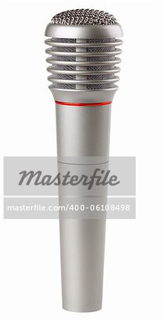 Metallic microphone isolated on a white background