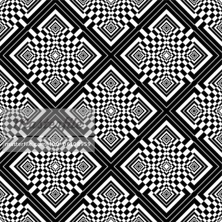Seamless checked op art pattern. Vector graphics.