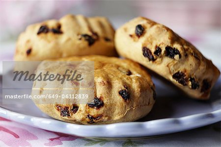 Close up of plate of scones