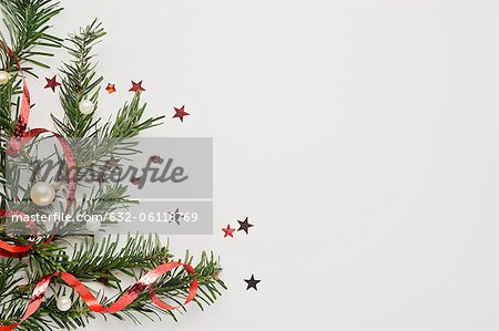 Christmas decorations on white background