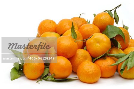 pile of tangerines on white background