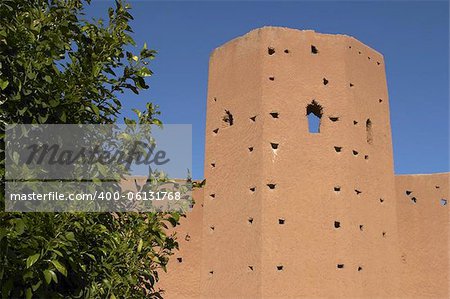 Part of city wall Marrakech morocco