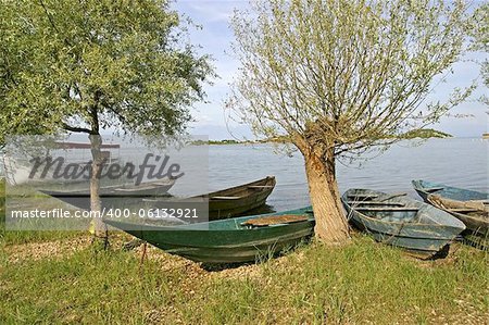 traditional fishing boats in Skadar lake