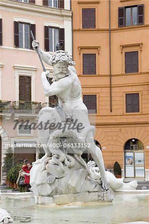 Fountain in one corner of Piazza Navona in Rome representing Neptune fighting with an octopus (--1574)