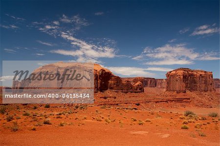 Peaks of rock formations in the Navajo Park of Monument Valley