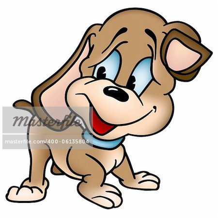 Puppy Dog - Colored Cartoon Illustration, Vector