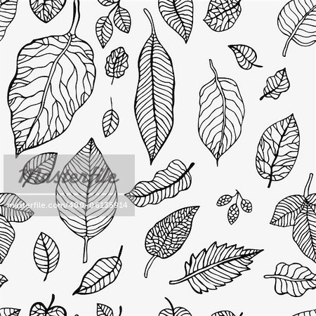 Seamless background with leaves.  Abstract vector  pattern.