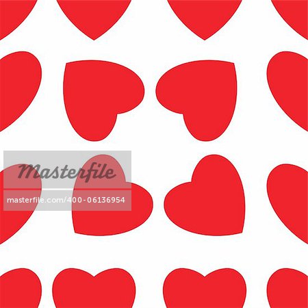 Seamless texture of red hearts. Illustration on white background