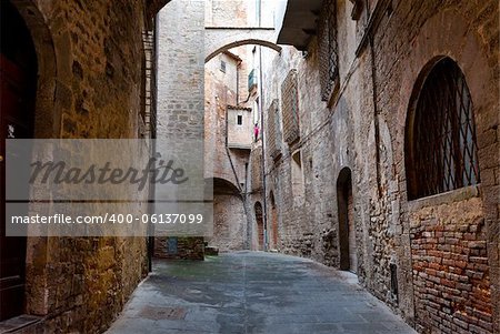 Narrow Alley with Old Buildings in the Italian City