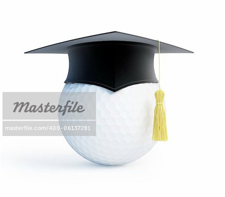 golf school graduation cap  isolated on a white background