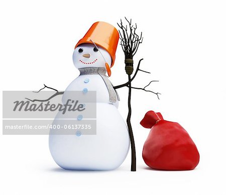 snowmen red bag isolated on a white background