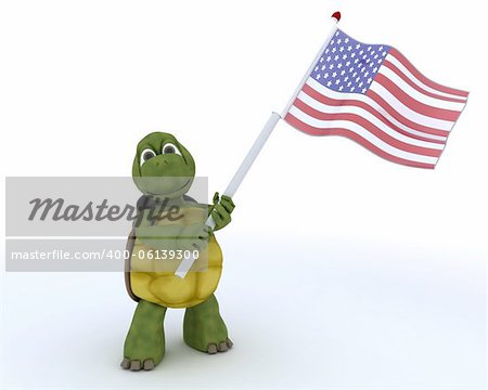 3D render of a tortoise with american flag