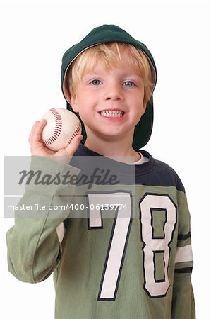 Portrait of a young baseball player on white background