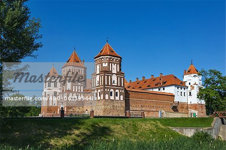 Medieval castle in Gothic style in Mir (Belarus).