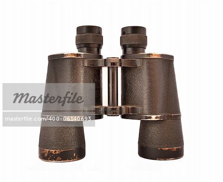 old vintage binoculars isolated on white