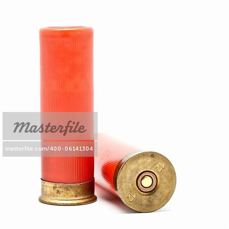 red shotgun cartridges isolated on white background