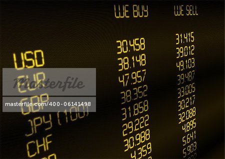 Foreign Currency Exchange Rate on Display