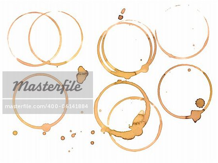 Coffee cup mug rings collection on white background