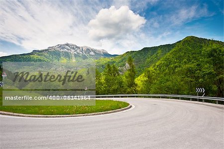 Winding Paved Road in the Italian Alps