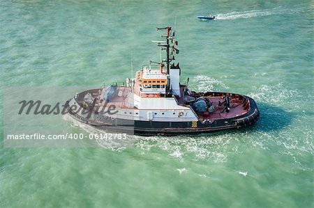 An image of a tug boat in Venice Italy