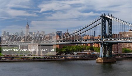 Image of the Manhattan Bridge and New York City in the background.
