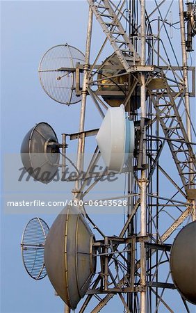 communication tower with various kinds of antennas