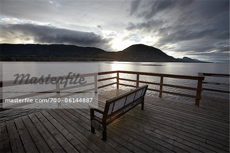 Benches on Dock, Okanagan Lake, Penticton, British Columbia, Canada