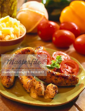 Cheese-stuffed sausages