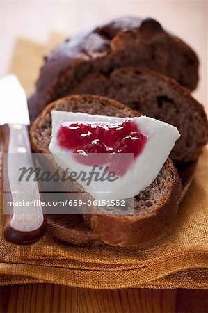 Bread with cream cheese and jam