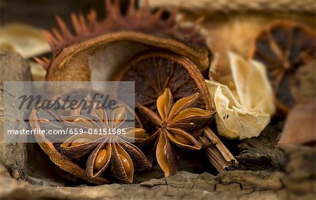 Star anise on a wooden surface