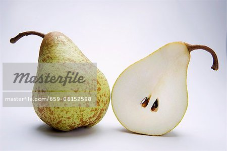 Whole pear and half a pear