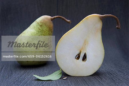 A half and a whole pear