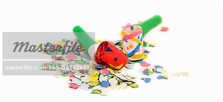 Party blowers and confetti