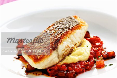 Bass with fennel and tomato confit